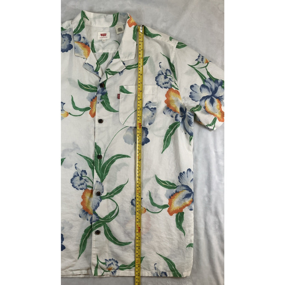 LEVI'S Mens HAWAIIAN Short Sleeve Button Down Shirt Floral Print Size Medium - Picture 8 of 9